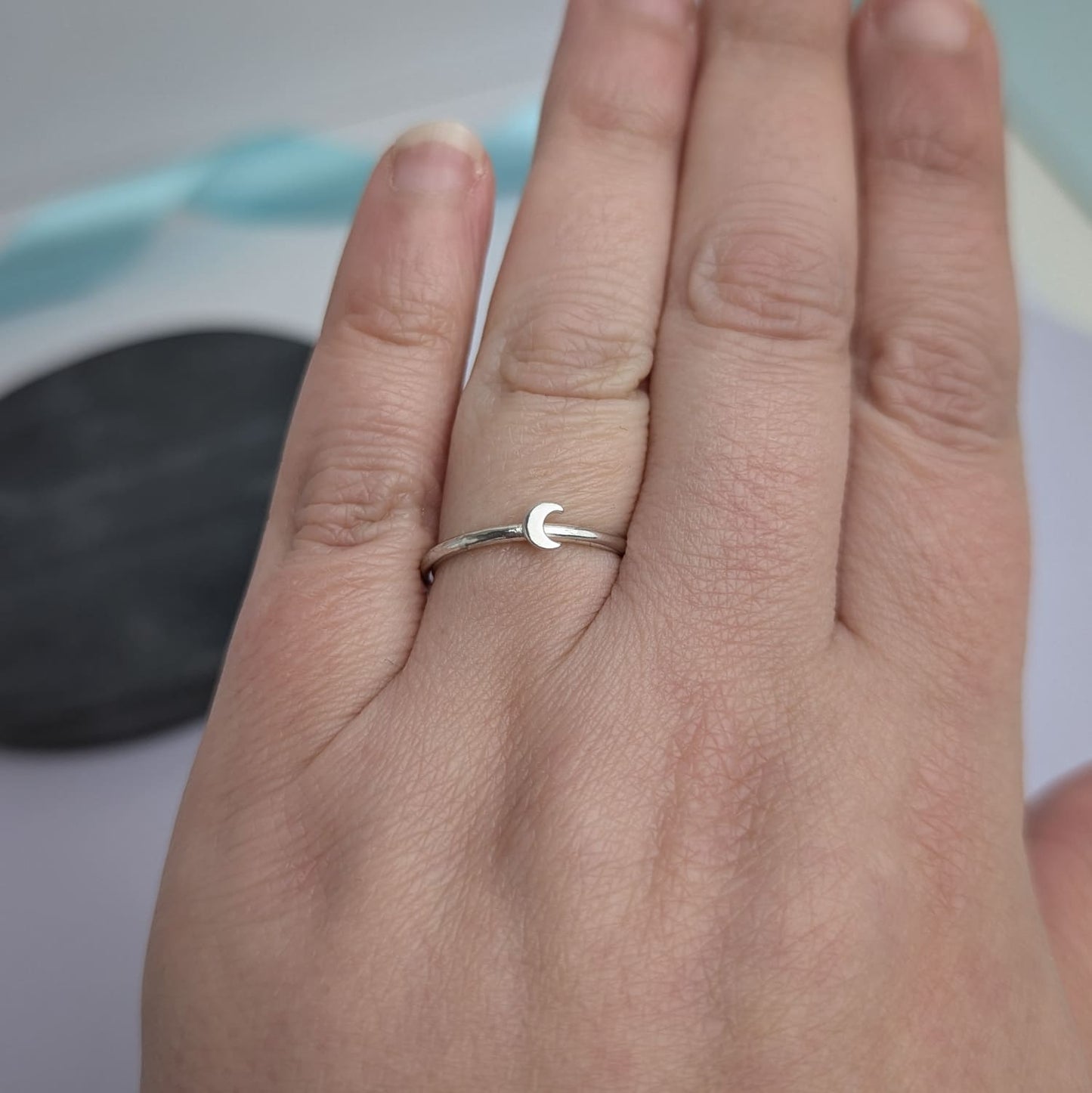 Simple Moon Ring. Sterling Silver