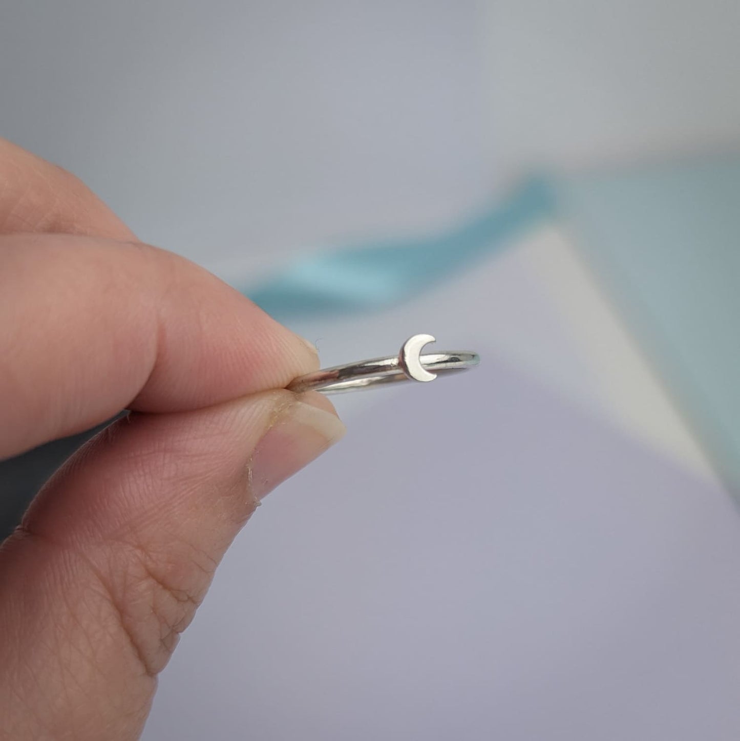 Simple Moon Ring. Sterling Silver