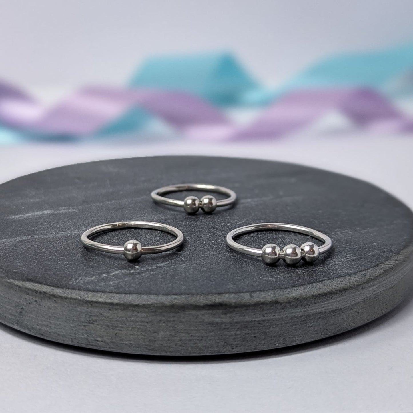 Silver Beaded Fidget Ring | Choice of beads