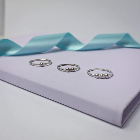 Silver Beaded Fidget Ring | Choice of beads