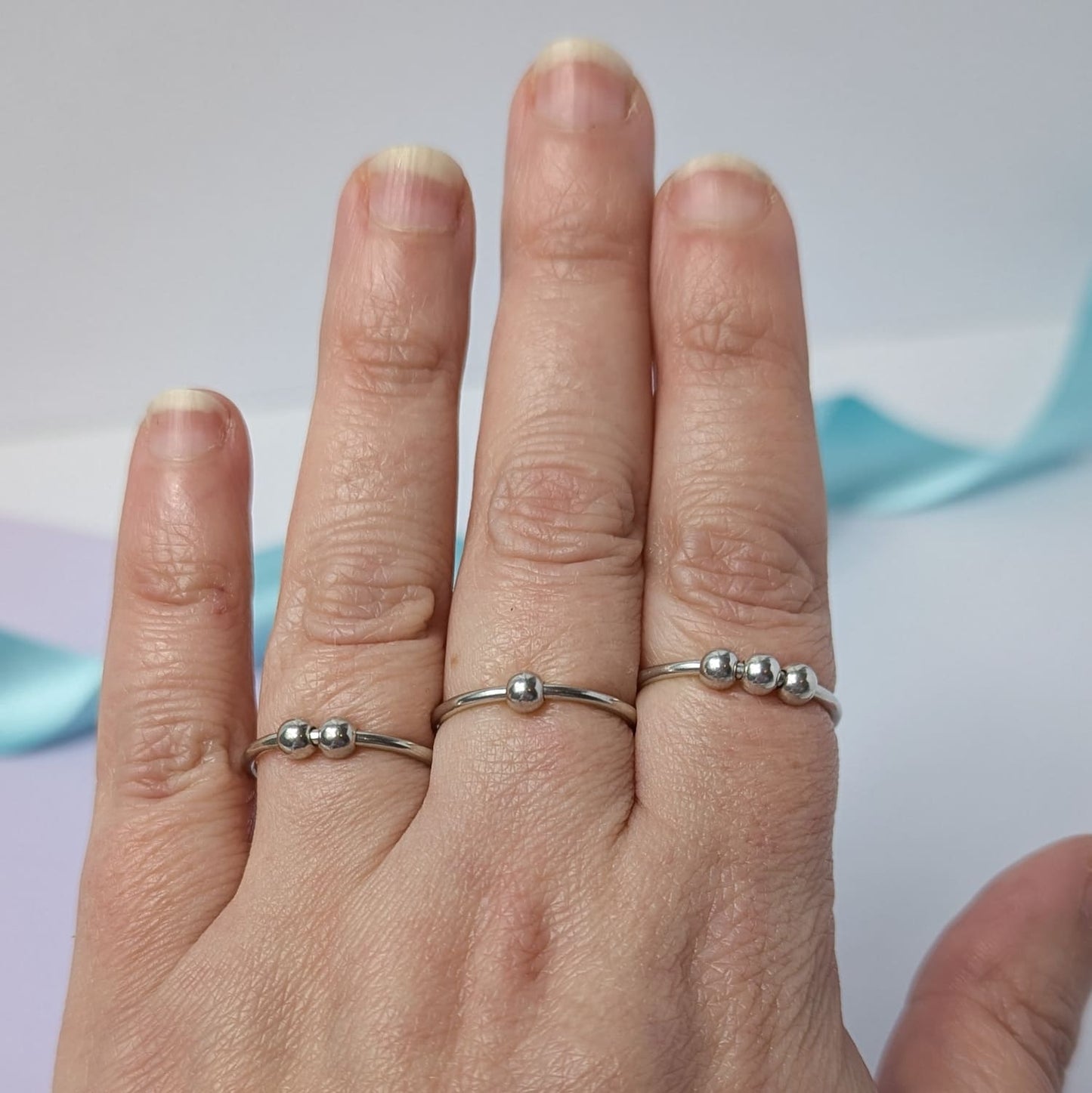 Silver Beaded Fidget Ring | Choice of beads