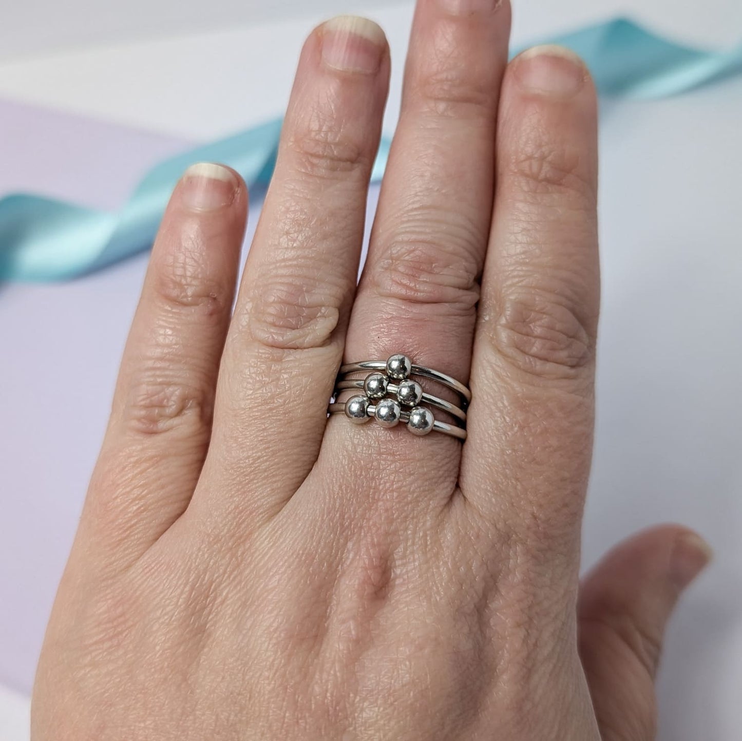 Silver Beaded Fidget Ring | Choice of beads