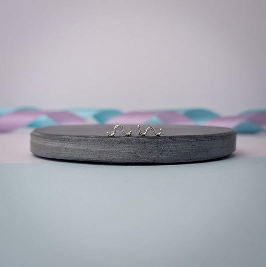 Noodle Stud Earrings. Sterling Silver.