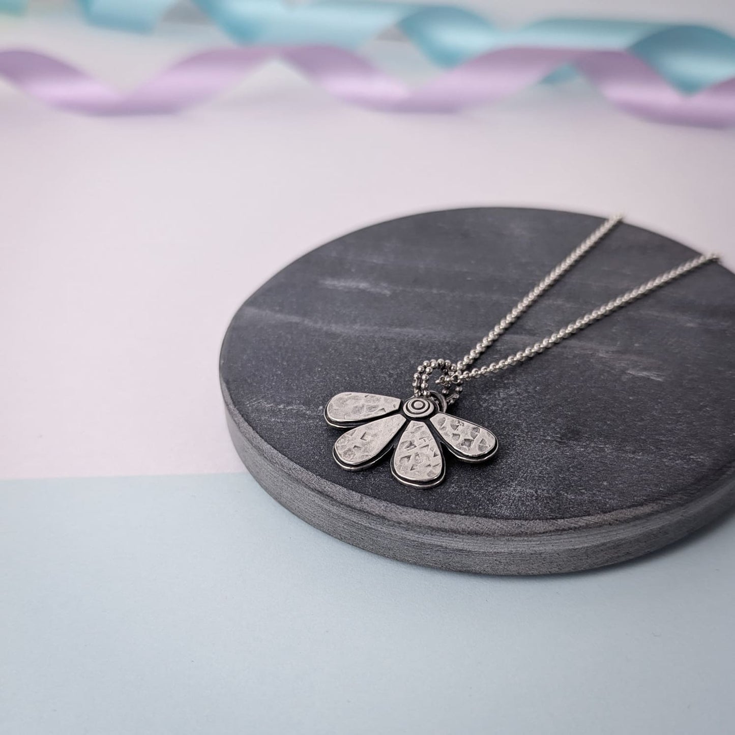 Bloom Flower Pendant. Sterling Silver.