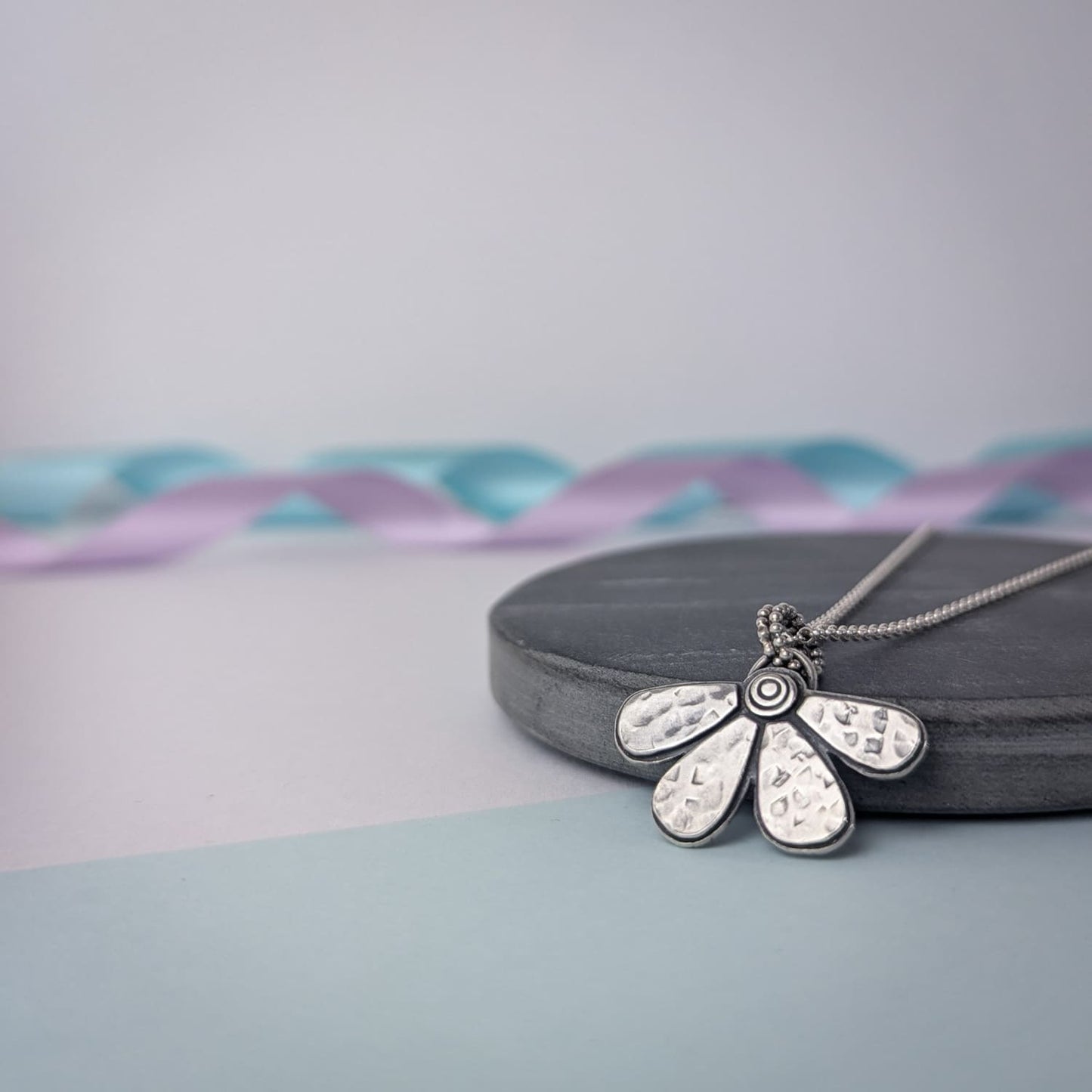 Bloom Flower Pendant. Sterling Silver.