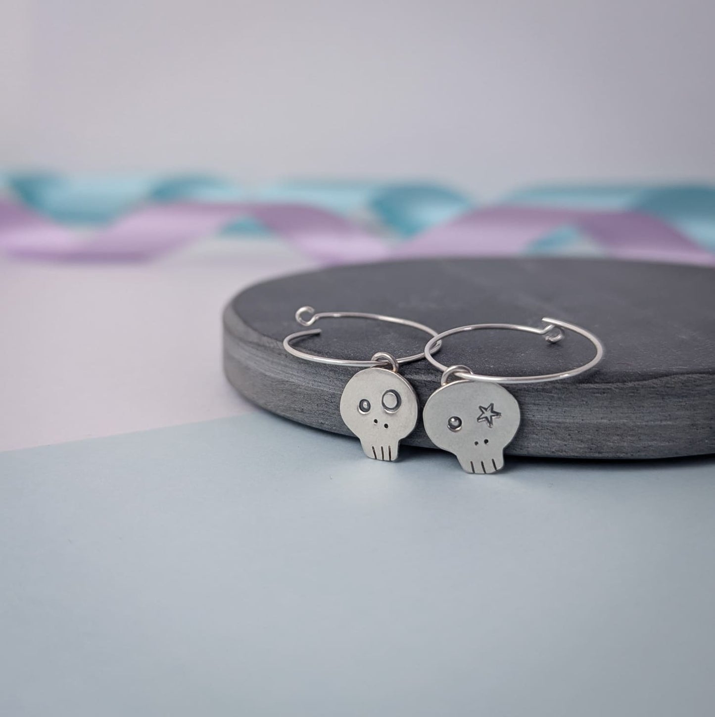 Skull Earrings. Sterling Silver