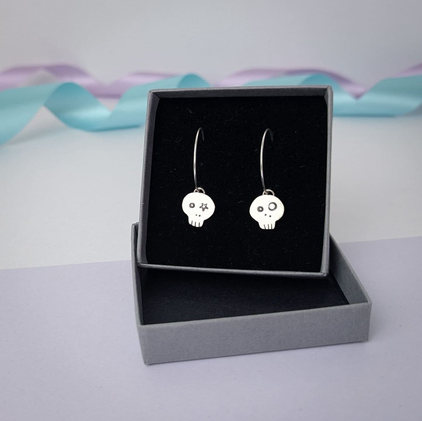 Skull Earrings. Sterling Silver