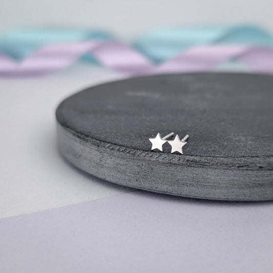 Simple Star Stud Earrings. Sterling Silver