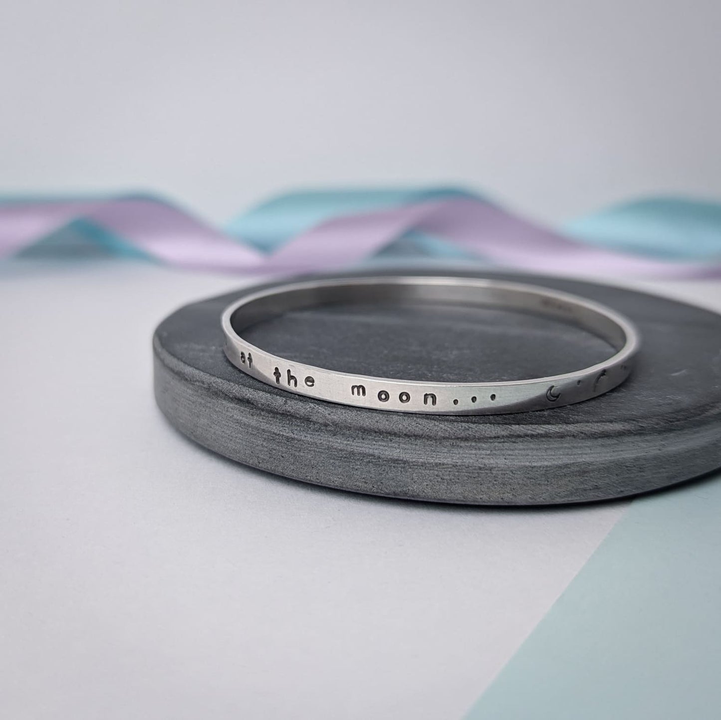 Personalised 'Stargazer' Hand Stamped Bangle. Hallmarked Sterling Silver