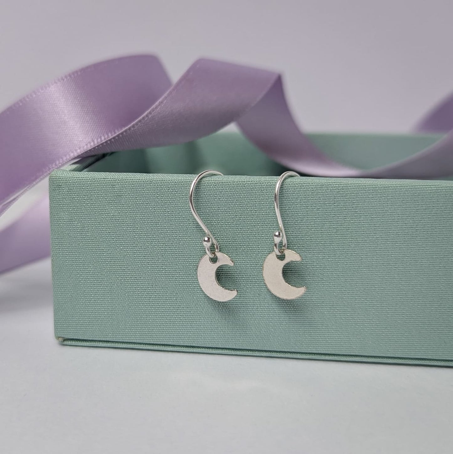 Little Moon Dangly Earrings. Sterling Silver