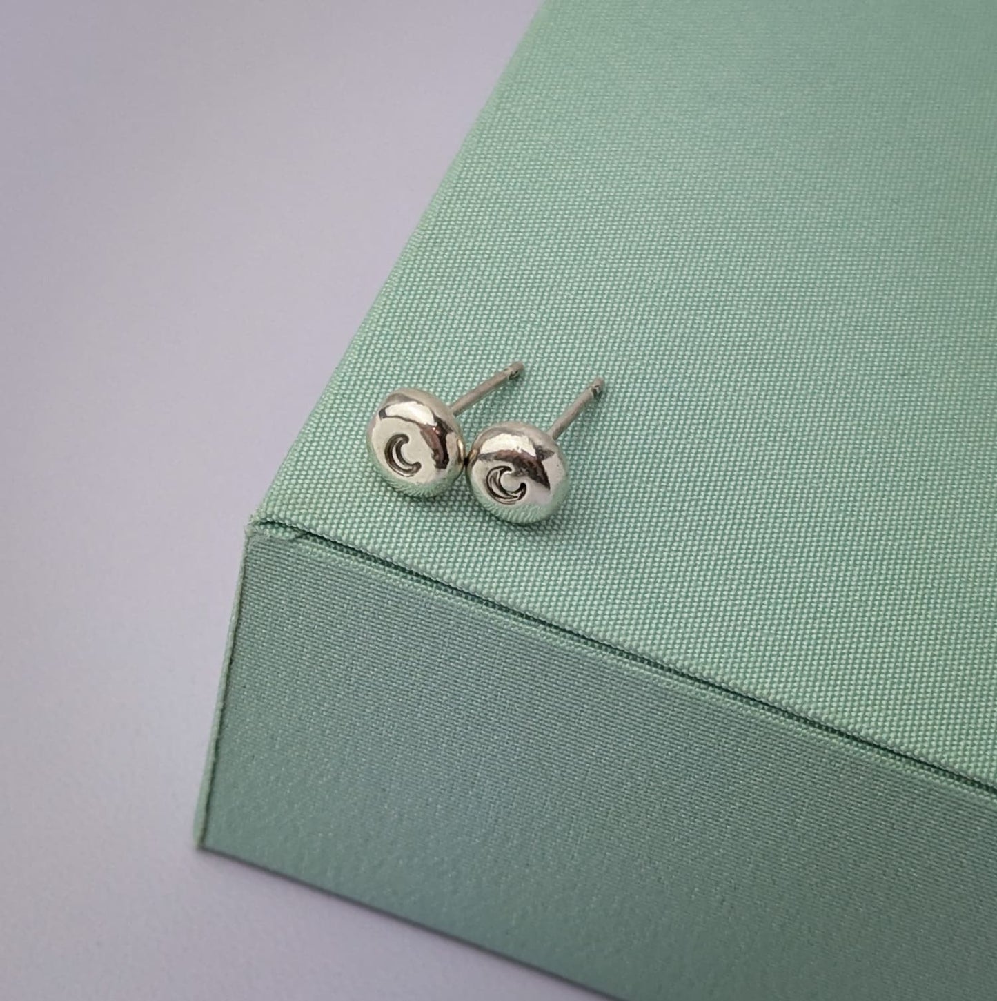 Little Moon Pebble Stud Earrings. Sterling Silver.