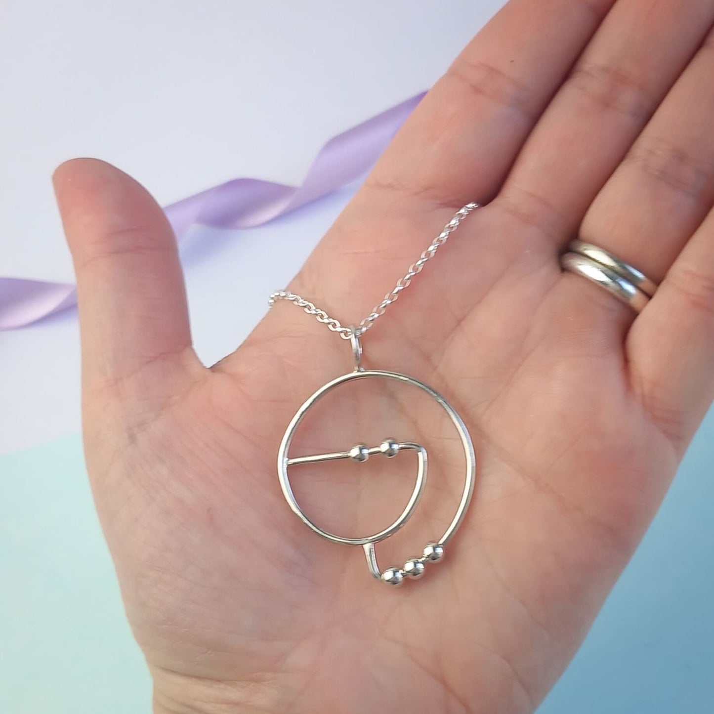 Squiggle Beaded Fidget Pendant. Sterling Silver