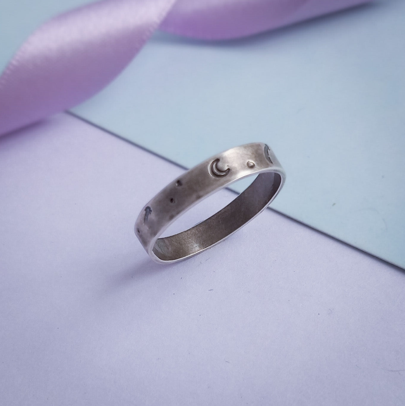 'Stargazer' Hand Stamped Ring. Sterling Silver
