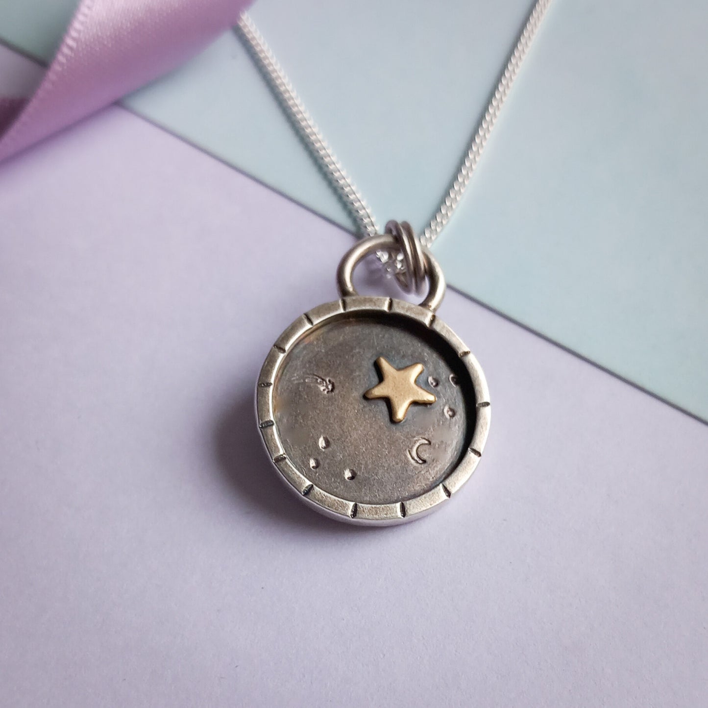 'Stargazer' Gold Star Pendant. Sterling Silver