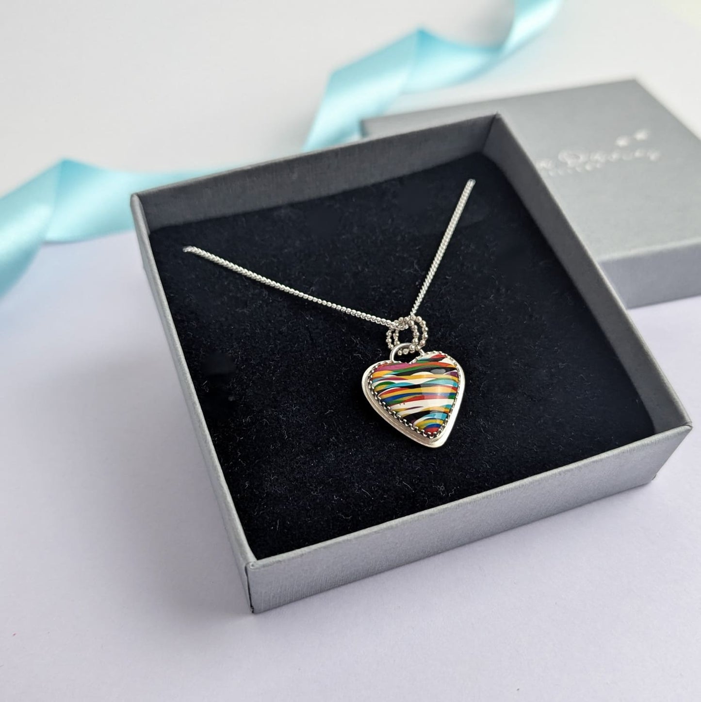 Surfite Large Heart Pendant. Recycled Sterling Silver