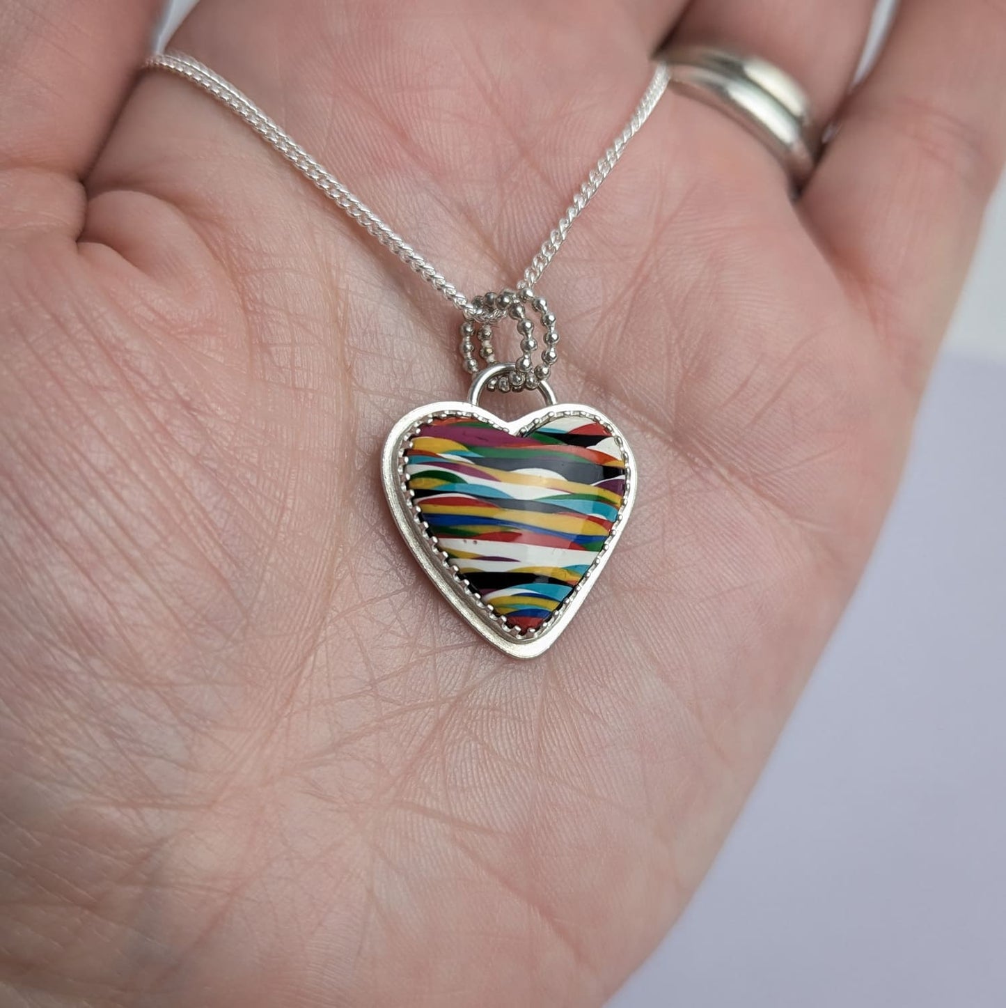Surfite Large Heart Pendant. Recycled Sterling Silver