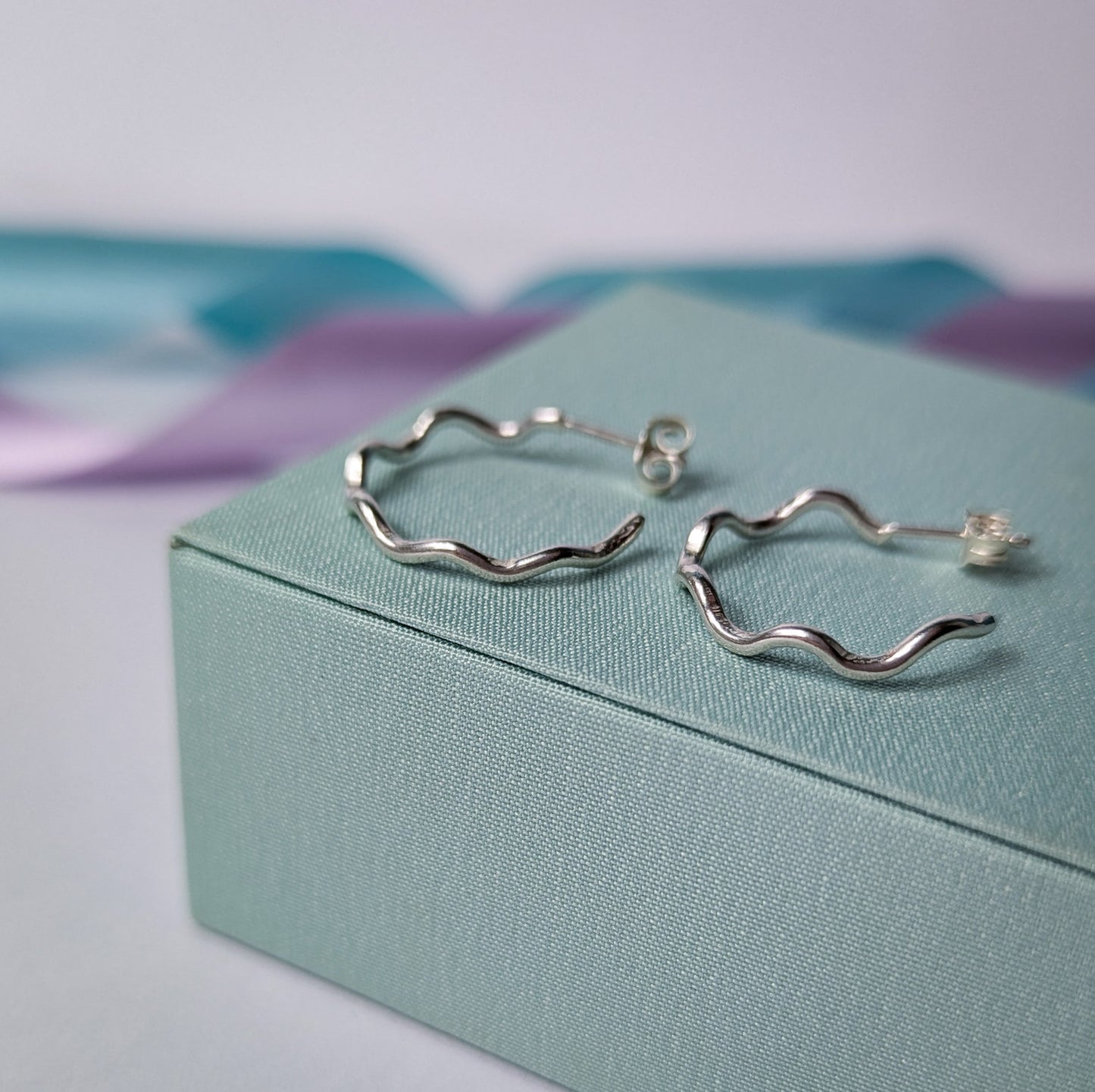 Sterling Silver Wiggle Hoop Earrings