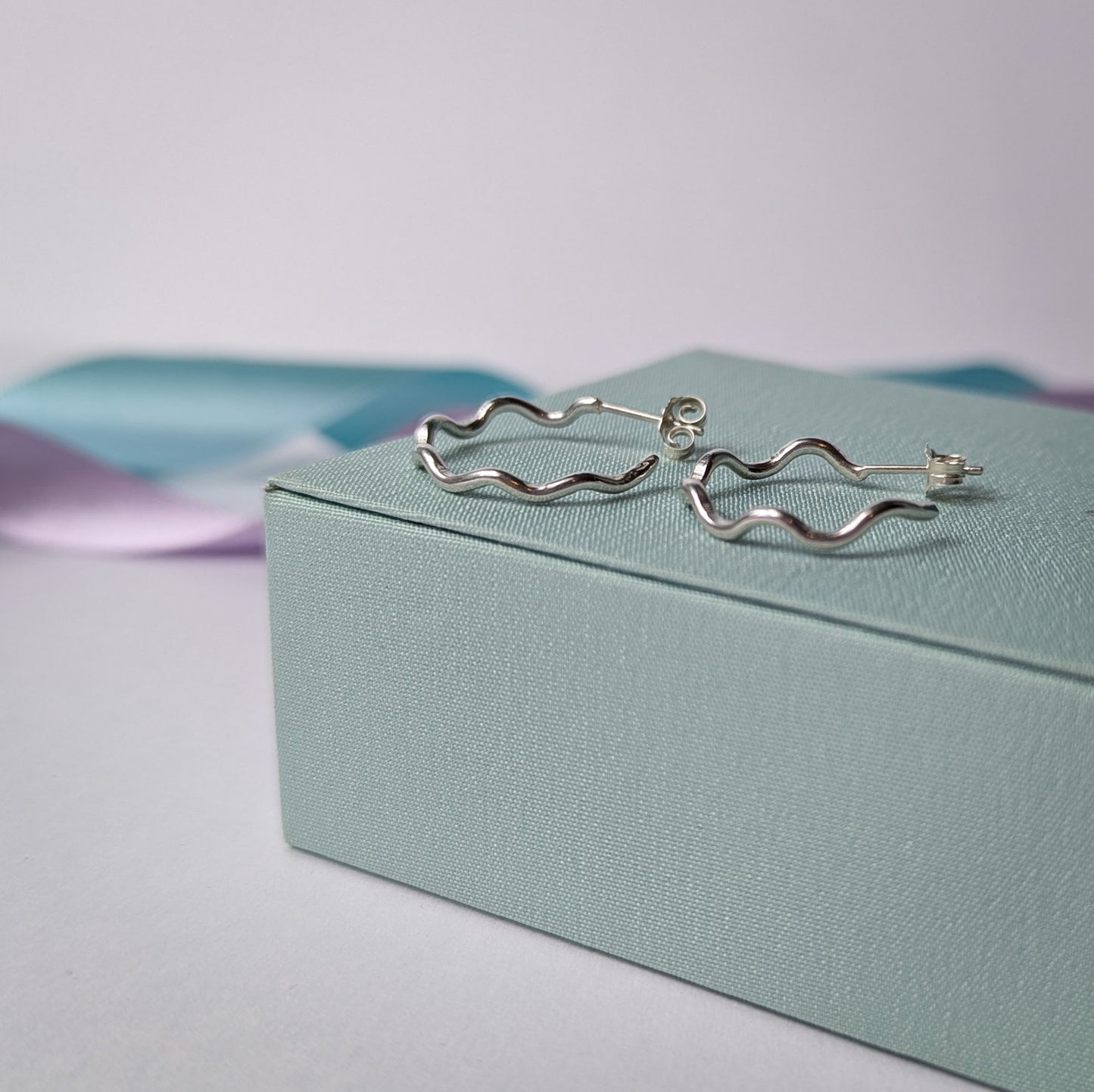 Sterling Silver Wiggle Hoop Earrings