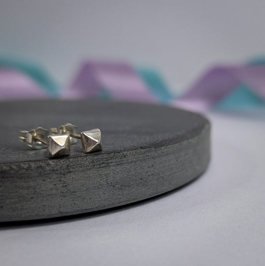 Single Pyramid Stud Earrings. Sterling Silver