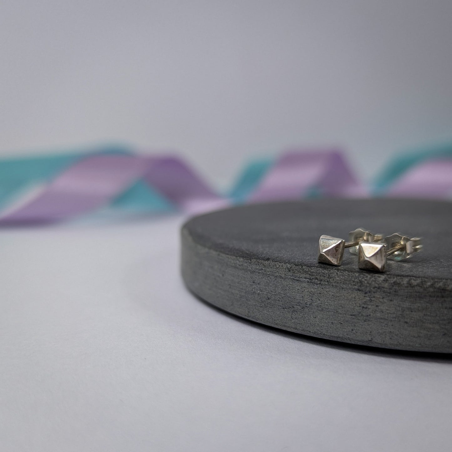 Single Pyramid Stud Earrings. Sterling Silver
