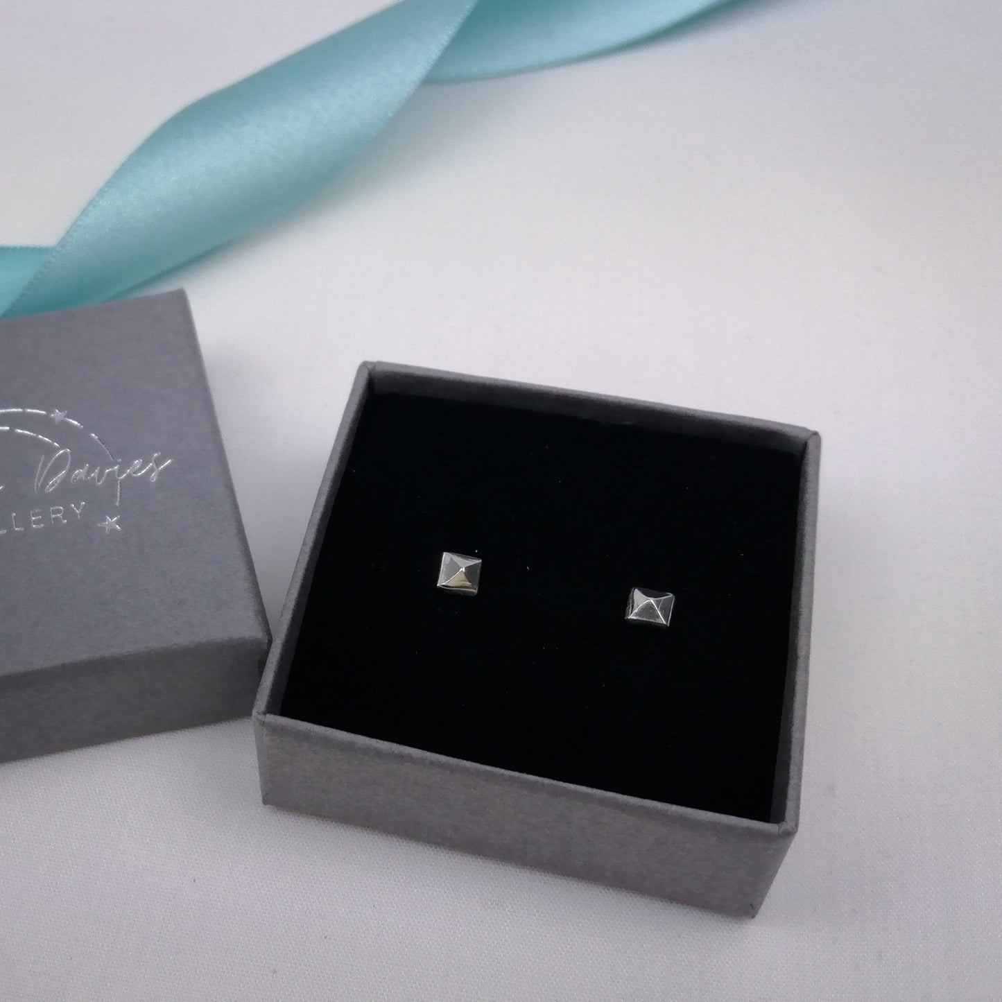 Single Pyramid Stud Earrings. Sterling Silver