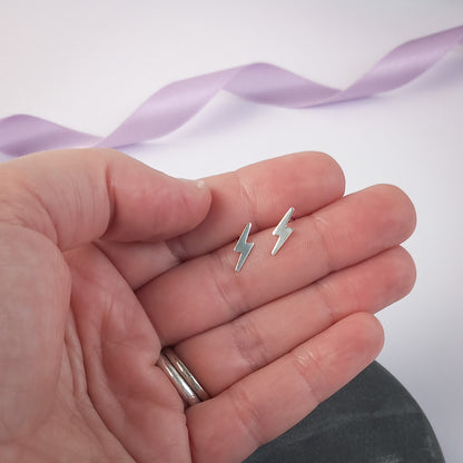 Lightning Bolt Sterling Silver Stud Earrings