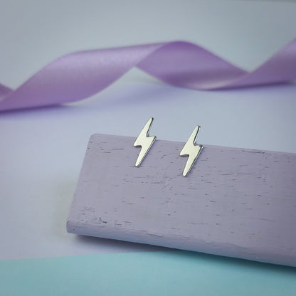 Lightning Bolt Sterling Silver Stud Earrings