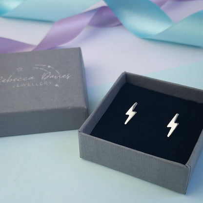 Lightning Bolt Sterling Silver Stud Earrings