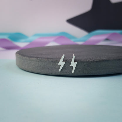 Lightning Bolt Sterling Silver Stud Earrings
