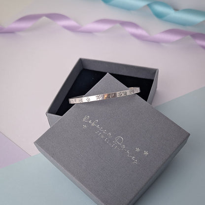 Sterling Silver Floral Bangle. Hallmarked
