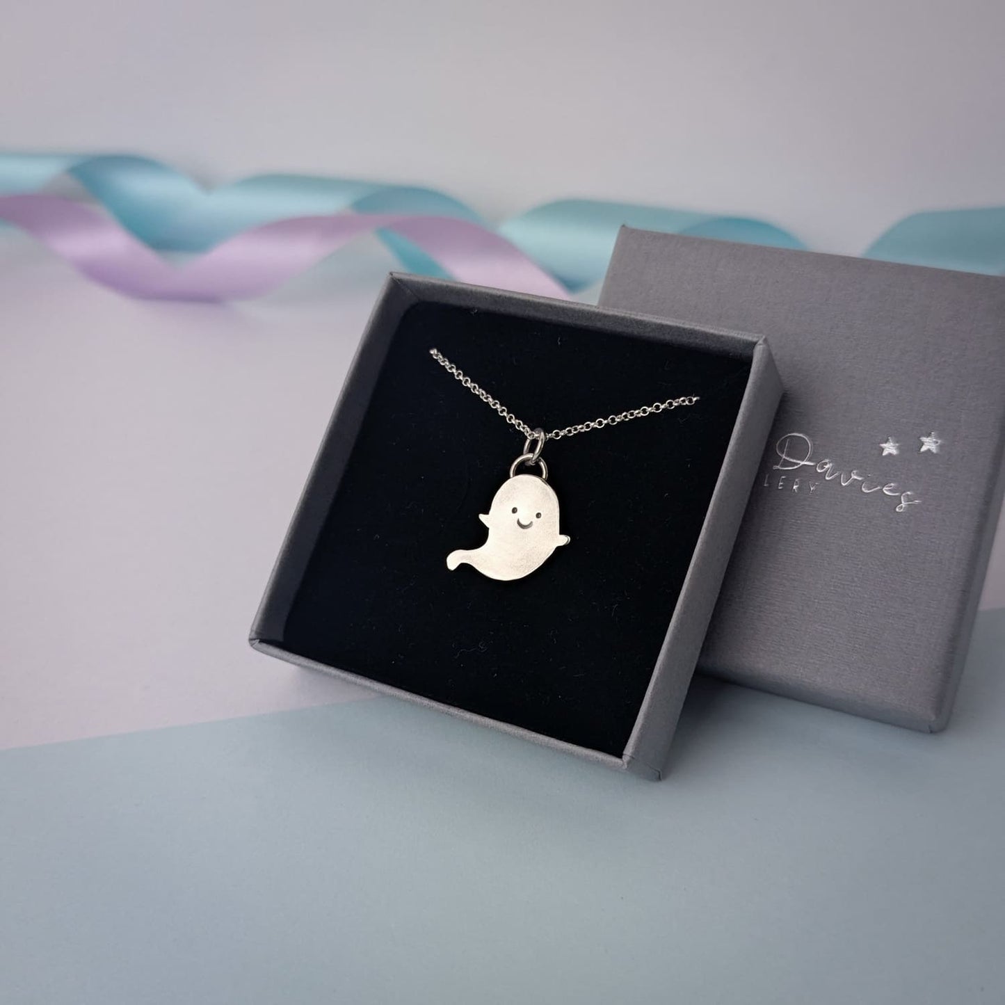 Cute Ghost Pendant. Sterling Silver