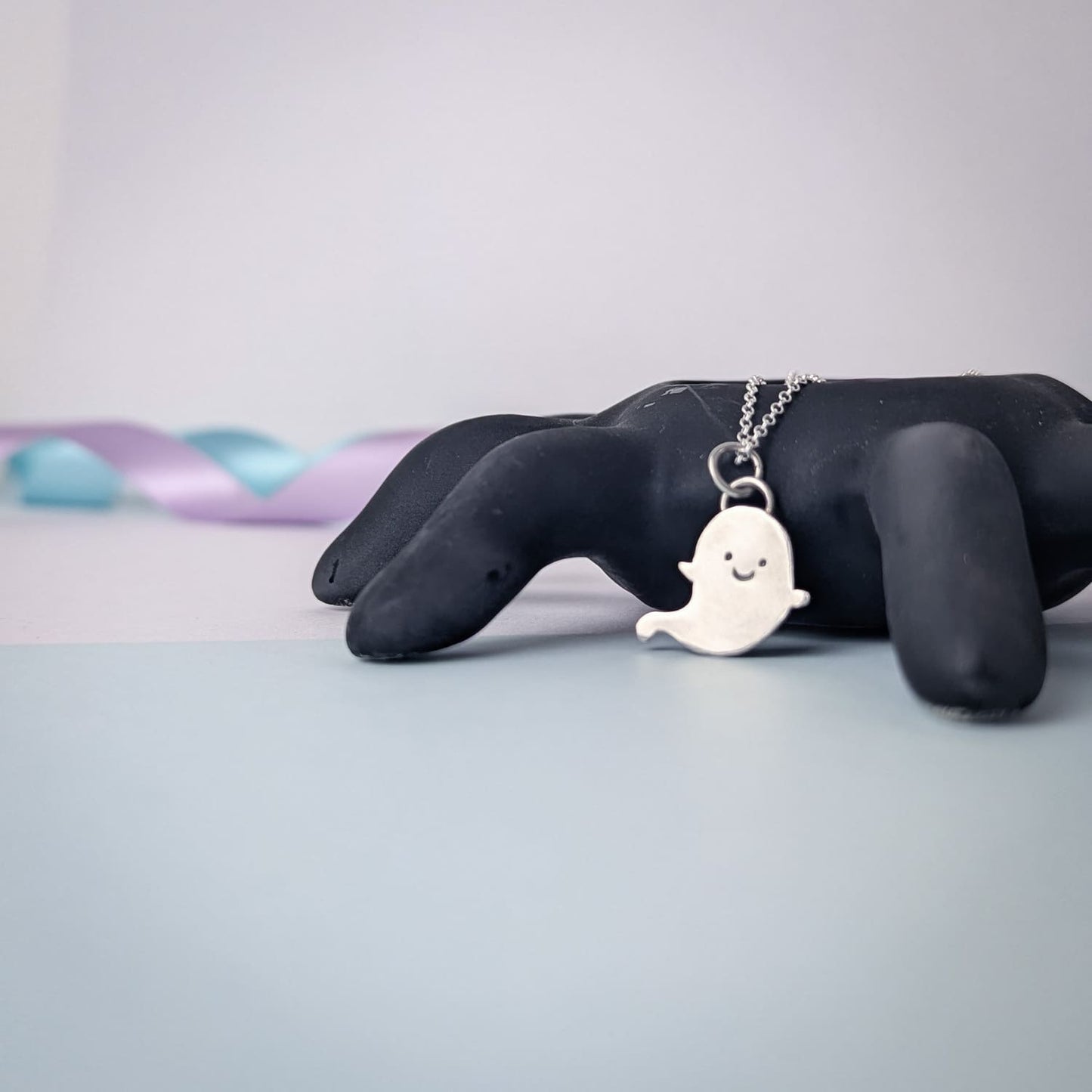 Cute Ghost Pendant. Sterling Silver
