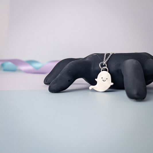 Cute Ghost Pendant. Sterling Silver