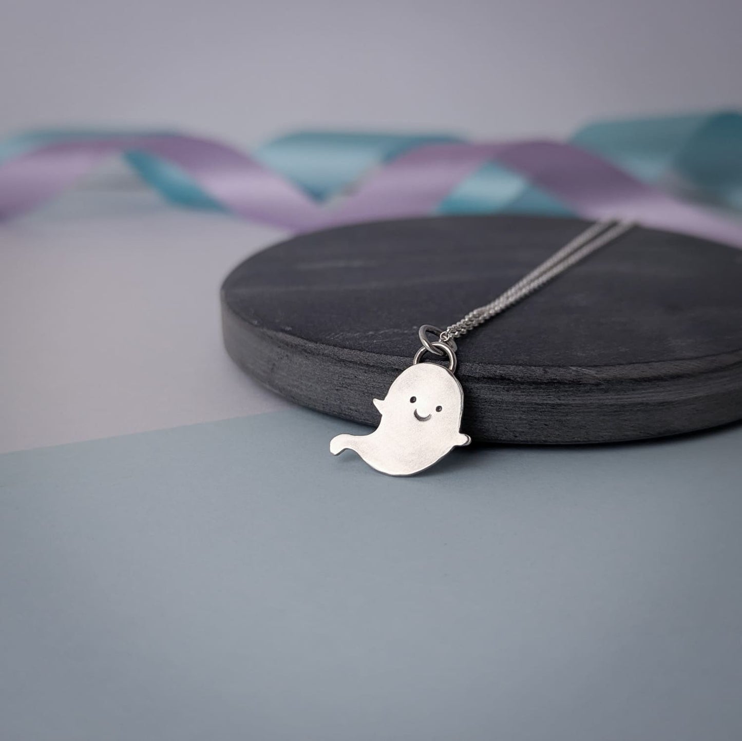 Cute Ghost Pendant. Sterling Silver