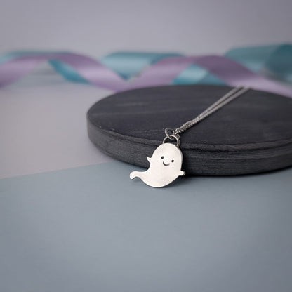 Cute Ghost Pendant. Sterling Silver