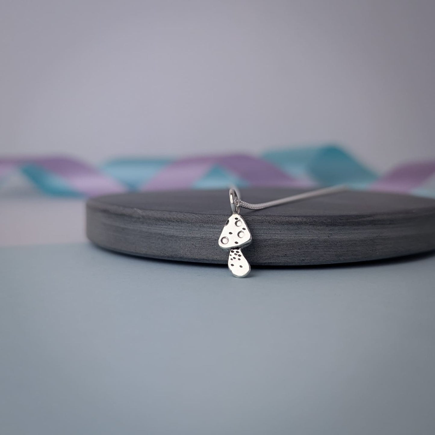 Mini Mushroom Pendant. Sterling Silver