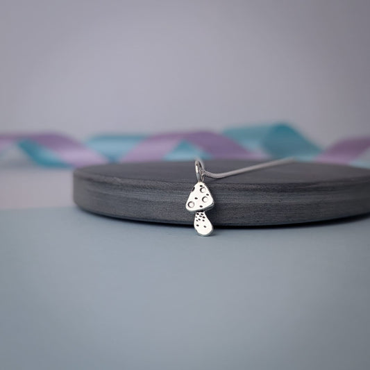 Mini Mushroom Pendant. Sterling Silver
