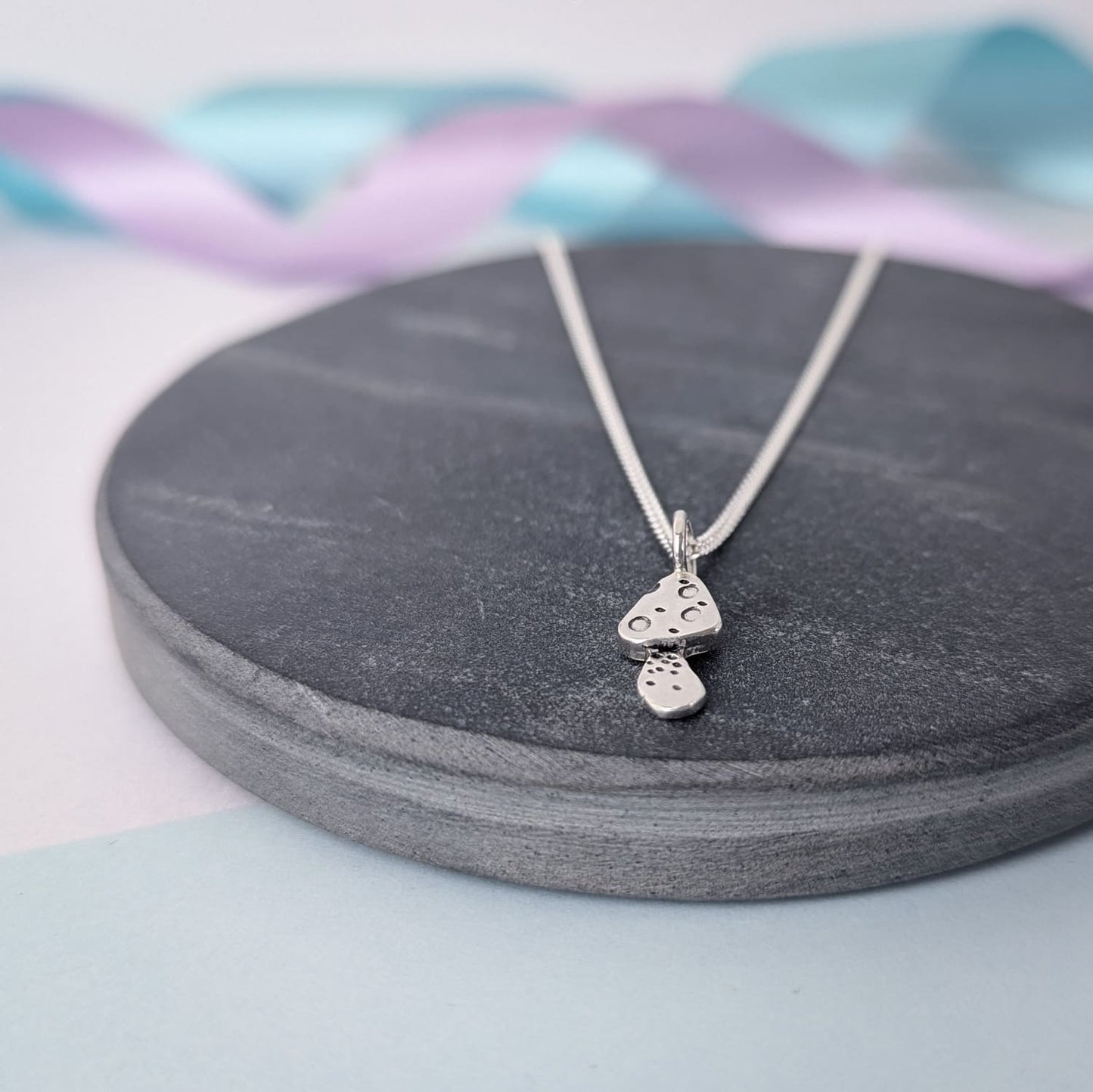 Mini Mushroom Pendant. Sterling Silver