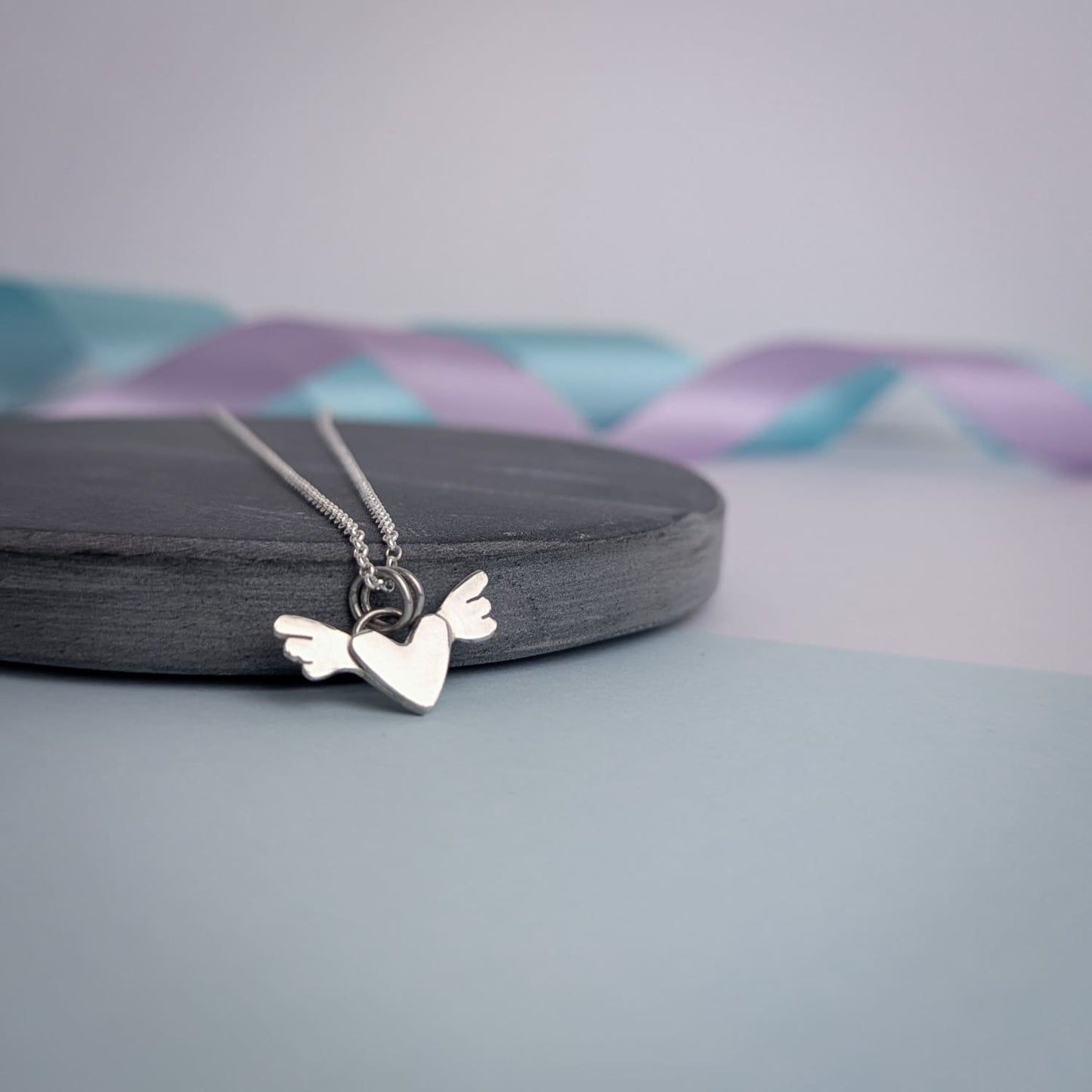 Mini Winged Heart Pendant Necklace | Sterling Silver