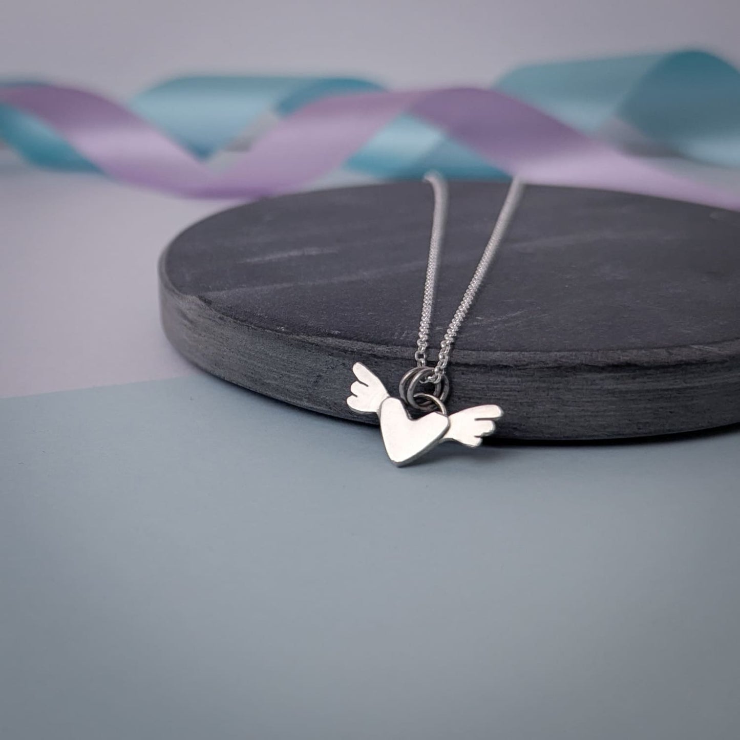 Mini Winged Heart Pendant Necklace | Sterling Silver