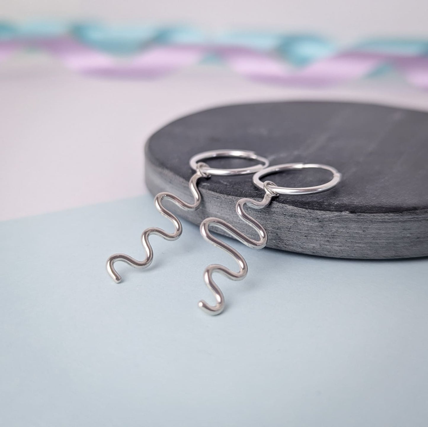 Noodle Earrings. Sterling Silver