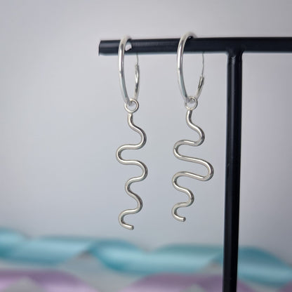 Noodle Earrings. Sterling Silver