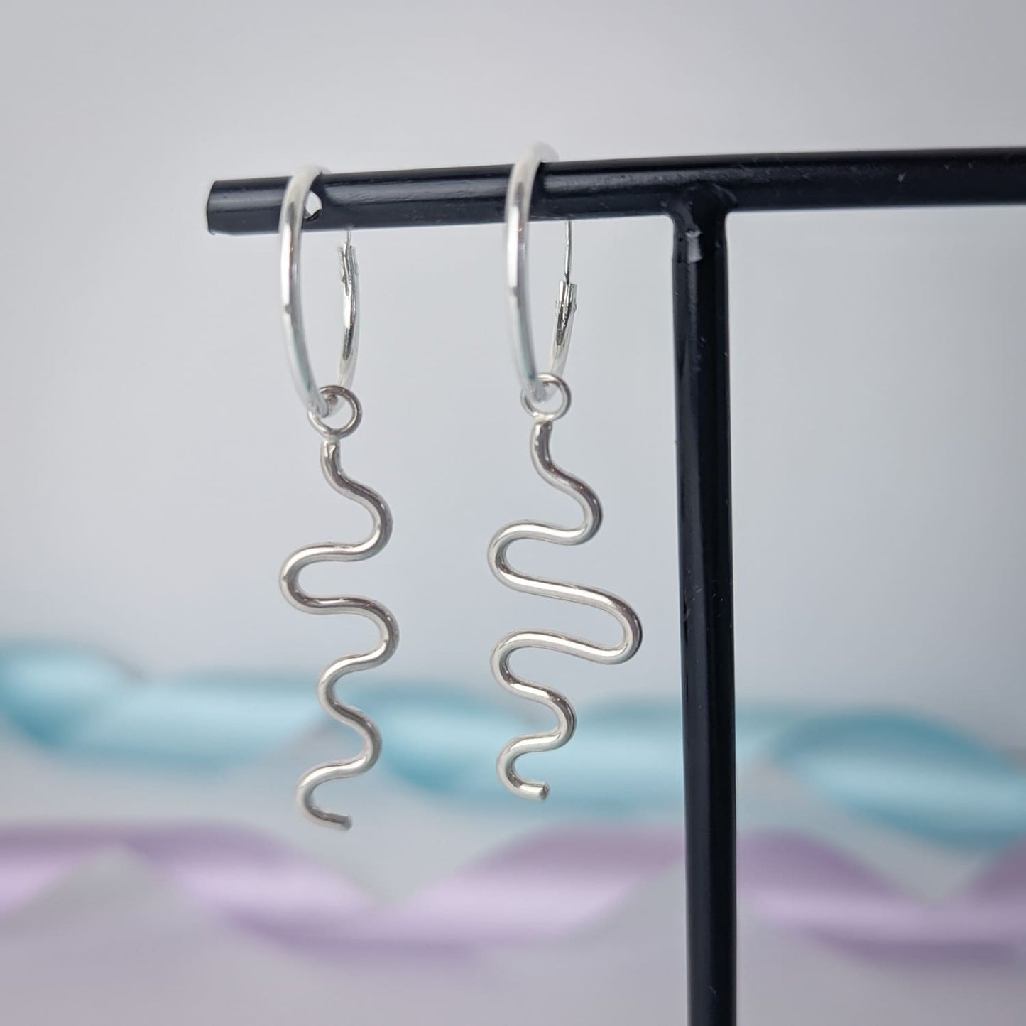 Noodle Earrings. Sterling Silver