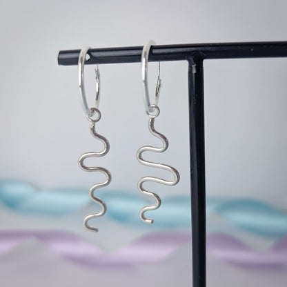 Noodle Earrings. Sterling Silver