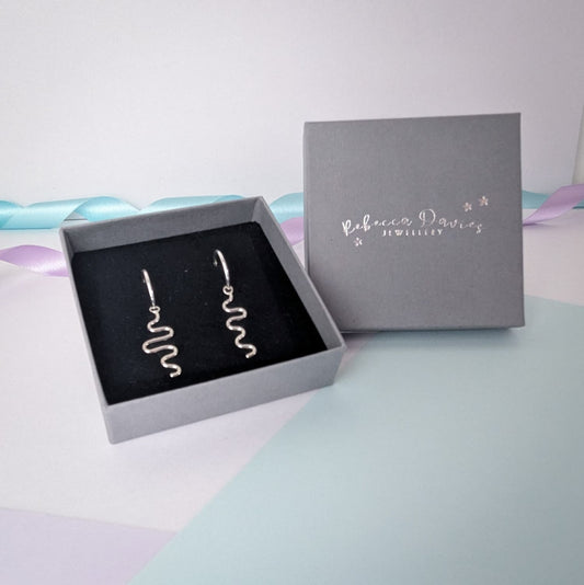 Noodle Earrings. Sterling Silver