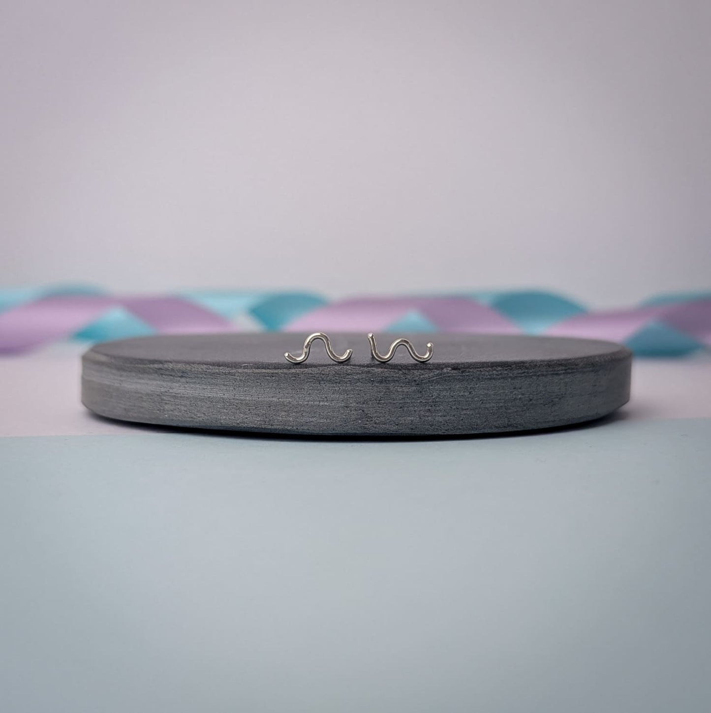 Noodle Stud Earrings. Sterling Silver.