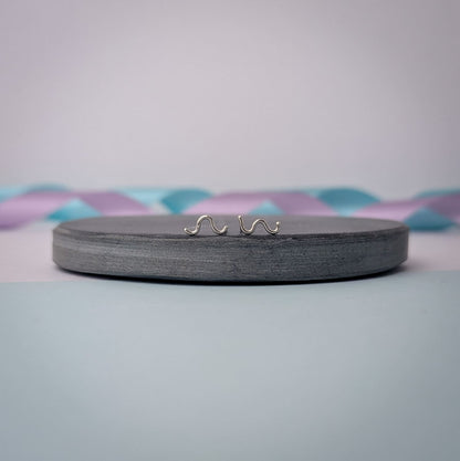 Noodle Stud Earrings. Sterling Silver.