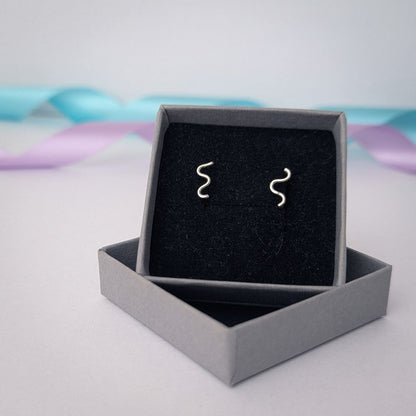 Noodle Stud Earrings. Sterling Silver.