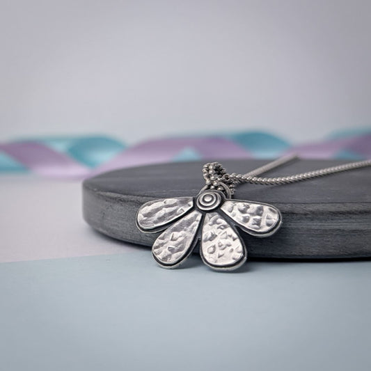 Bloom Flower Pendant. Sterling Silver.