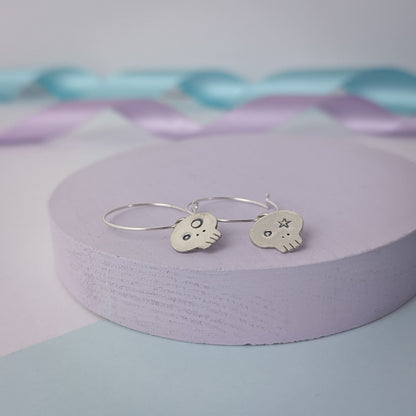 Skull Earrings. Sterling Silver